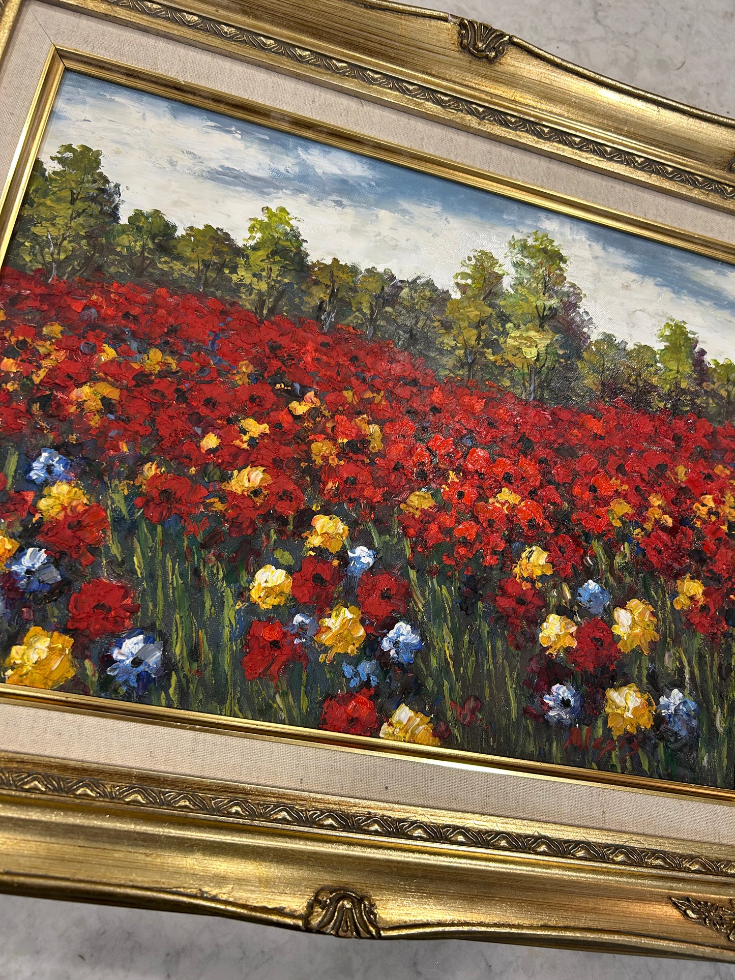 Original Red Floral Landscape